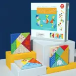 Puzzle cu piese groase Tangram din lemn Forme geometrice