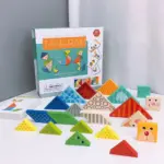 Puzzle cu piese groase Tangram din lemn Forme geometrice
