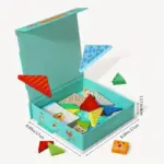 Puzzle cu piese groase Tangram din lemn Forme geometrice
