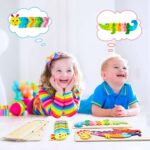 Puzzle incastru 3D Omida colorata Curcubeu cu cifre din lemn