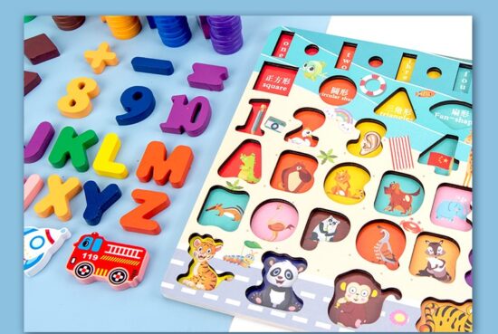 Puzzle logaritmic 7in1 Cifre Animale Pescuit Forme geometrice