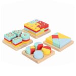Set 4 Forme geometrice Puzzle Montessori si Tetris 48 piese