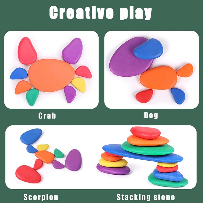 Set Pietre Rainbow Jucarii stivuire educative si de echilibru