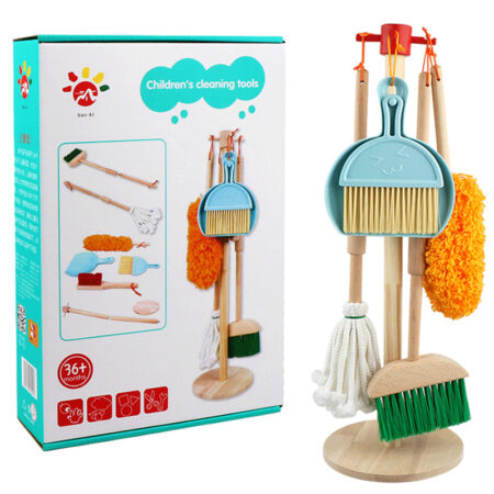 Set de curatenie cu stativ din lemn Set instrumente Cleaning