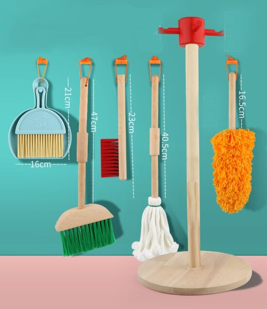 Set de curatenie cu stativ din lemn Set instrumente Cleaning