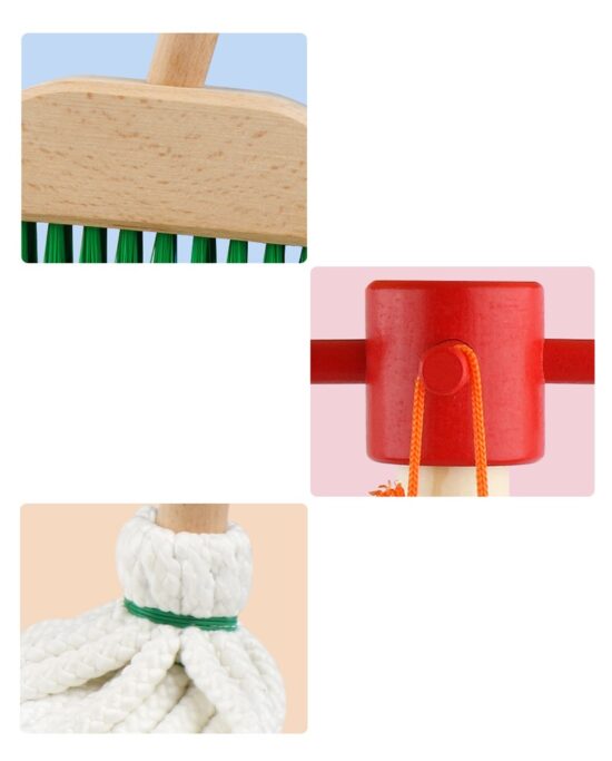 Set de curatenie cu stativ din lemn Set instrumente Cleaning