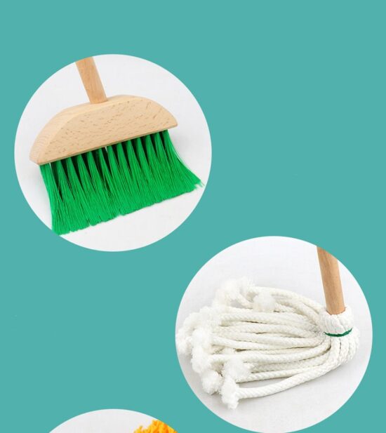 Set de curatenie cu stativ din lemn Set instrumente Cleaning