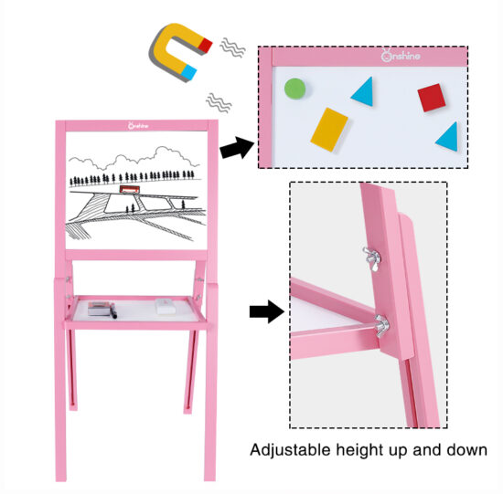 Tabla sevalet magnetica lemn colorat cu 2 fete copii Onshine