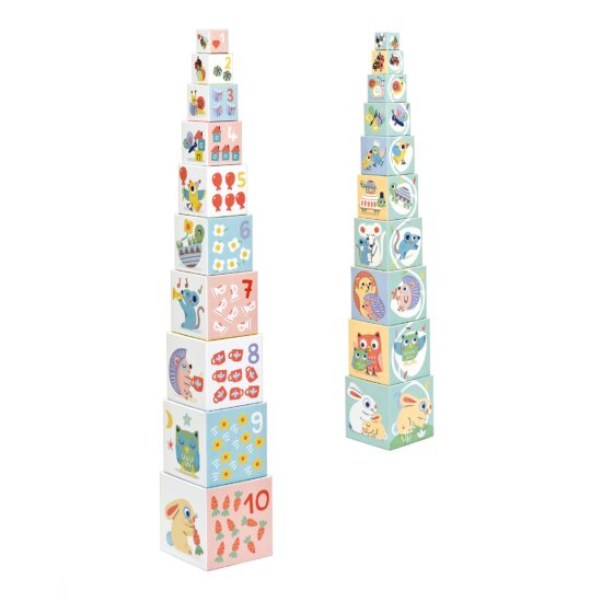 Turn de construit pastel Cuburi animale-numere