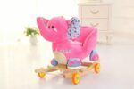 Balansoar copii Elefantul roz cu spatar centura si sunete