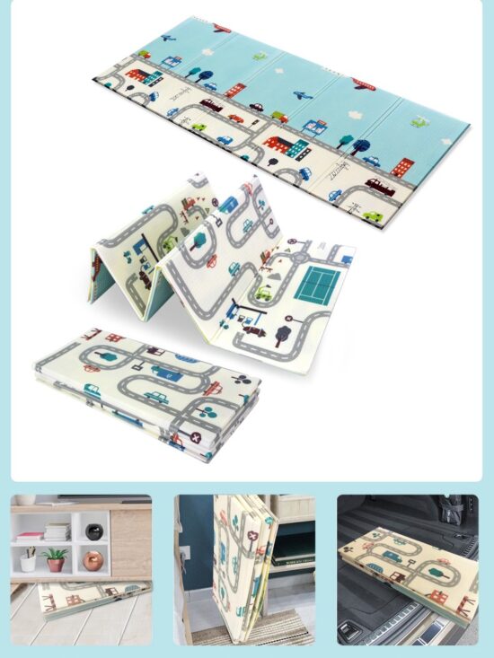 Covor joaca bebe Masini pliabil XPE cu 2 fete 150X200cm