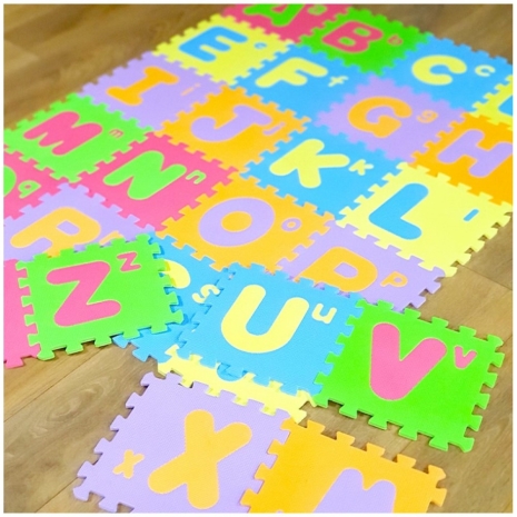 Covor puzzle Alfabetul de la A-Z cu litere mari 26 piese