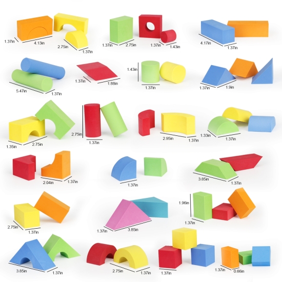 Cuburi Forme geometrice moi din spuma EVA colorate 72pcs