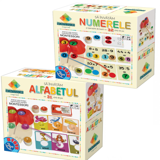 Joc educativ Montessori Invatam alfabetul sau numerele