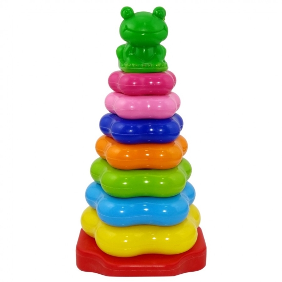 Jucarie de tras Piramida cu forme colorate Happy Frog