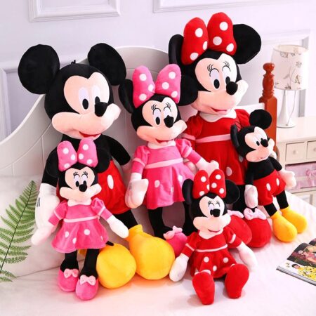 Jucarie plus 35 cm Minnie Mouse cu rochita roz-rosu