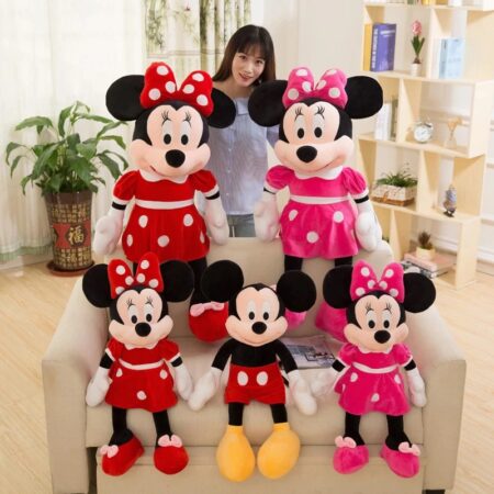 Jucarie plus 95 cm Minnie Mouse cu rochita roz-rosu