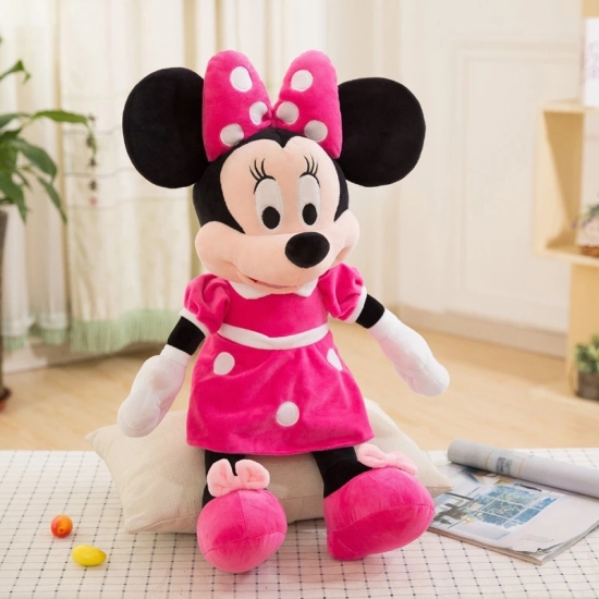 Jucarie plus 95 cm Minnie Mouse cu rochita roz-rosu