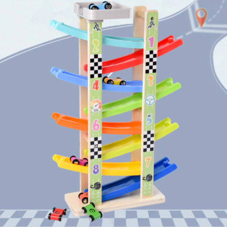 Pista cu 8 nivele Raliu cu 6 masinute lemn si Parcare