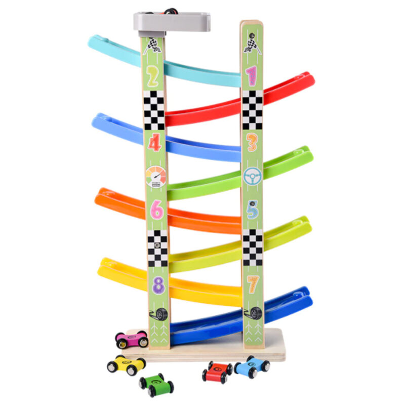 Pista cu 8 nivele Raliu cu 6 masinute lemn si Parcare