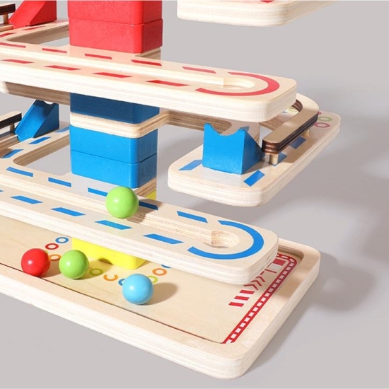 Pista cu bile Circuit din lemn Jucarie Montessori interactiva