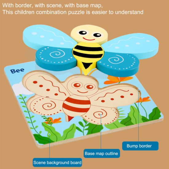 Puzzle 3D educativ Piese groase Montessori