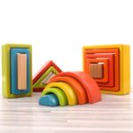 Set cuburi constructii Curcubeu Jucarii Montessori Rainbow