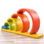 Set cuburi constructii Curcubeu Jucarii Montessori Rainbow