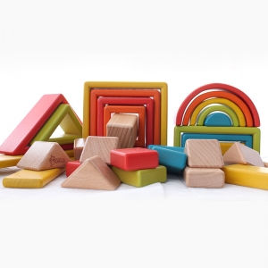 Set cuburi constructii Curcubeu Jucarii Montessori Rainbow