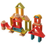 Set cuburi constructii Curcubeu Jucarii Montessori Rainbow