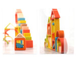 Set cuburi constructii Curcubeu Jucarii Montessori Rainbow