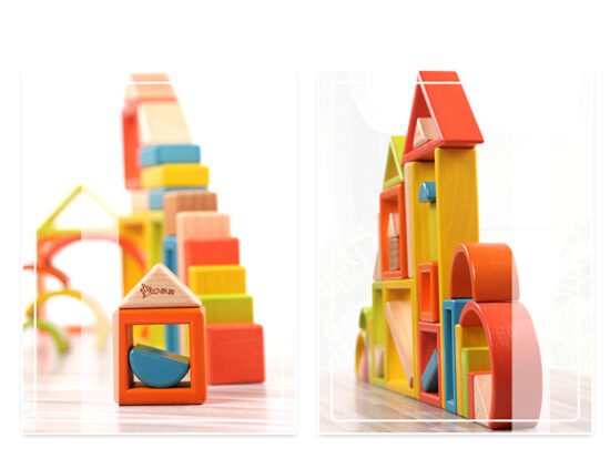 Set cuburi constructii Curcubeu Jucarii Montessori Rainbow