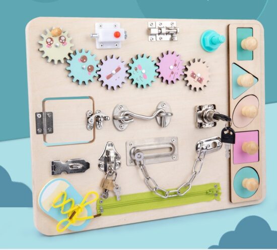 Tabla Placa Montessori Busy Board cu activitati educative