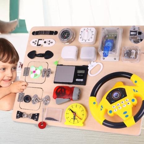 Tabla Placa Montessori cu activitati educative Volan Busy Board
