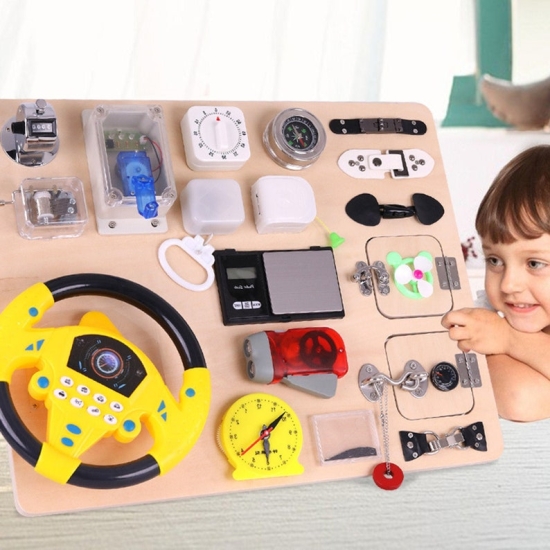 Tabla Placa Montessori cu activitati educative Volan Busy Board
