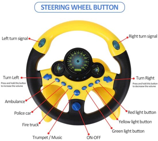 Jucarie Interactiva Volan Masina cu Lumini si Sunete