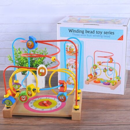 Jucarie Labirint Motric lemn cu Abac Ceas si Fructe 3D copii