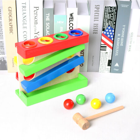 Jucarie Montessori Circuit cu bile Pista si ciocanel lemn