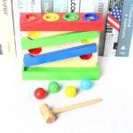 Jucarie Montessori Circuit cu bile Pista si ciocanel lemn