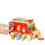 Jucarie Multifunctionala Autobuzul cu xilofon si Animale 3D