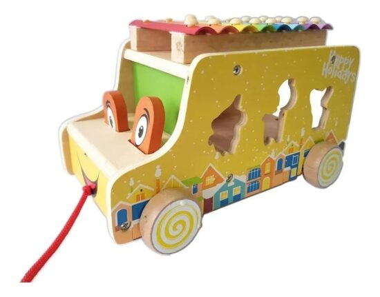Jucarie Multifunctionala Autobuzul cu xilofon si Animale 3D