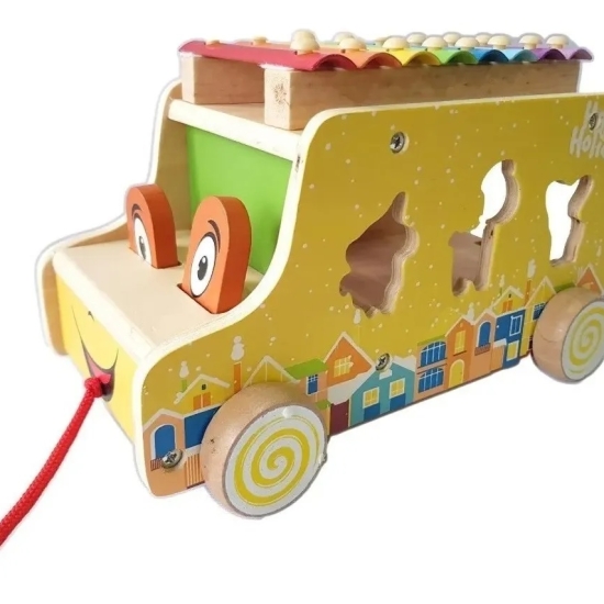 Jucarie Multifunctionala Autobuzul cu xilofon si Animale 3D