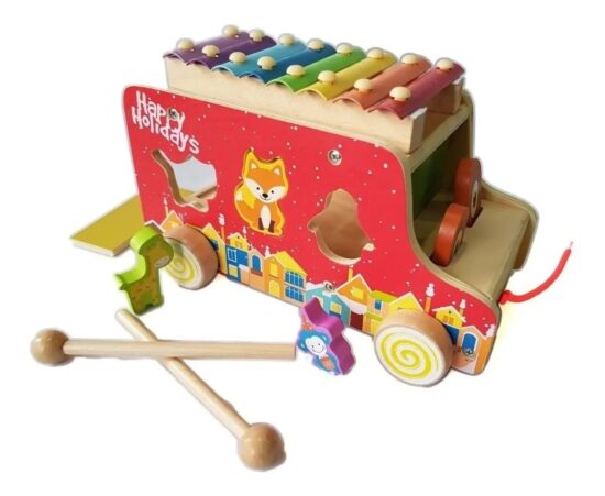 Jucarie Multifunctionala Autobuzul cu xilofon si Animale 3D