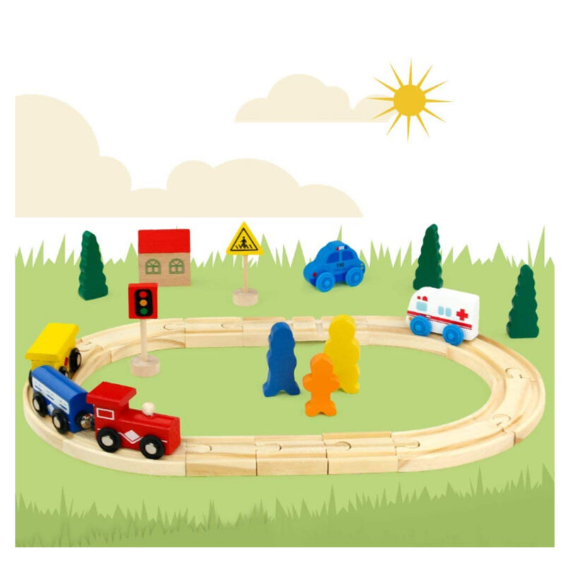 Jucarie Puzzle Trenulet cu sine Semne de circulatie Vehicule