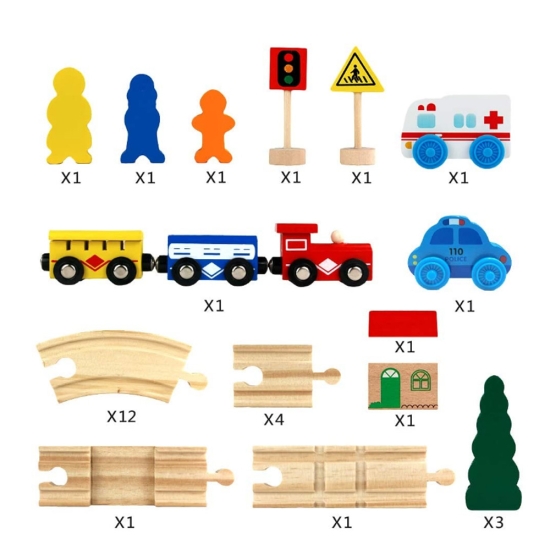 Jucarie Puzzle Trenulet cu sine Semne de circulatie Vehicule