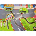 Jucarie Puzzle labirint Fructe-Trafic urban 3D lemn cu 2 fete