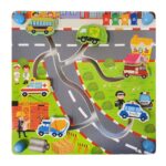 Jucarie Puzzle labirint Fructe-Trafic urban 3D lemn cu 2 fete