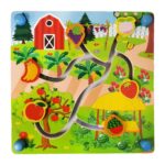 Jucarie Puzzle labirint Fructe-Trafic urban 3D lemn cu 2 fete