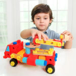 Jucarie Vehicul de asamblat diferite Vehicule lemn 55 piese