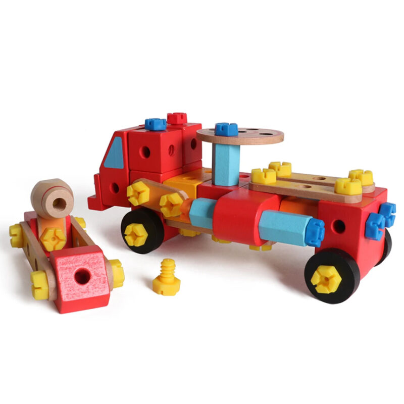 Jucarie Vehicul de asamblat diferite Vehicule lemn 55 piese